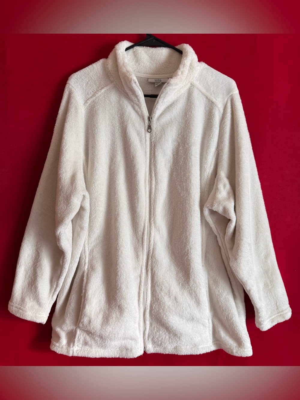 #512- Croft & Barrow Cream Full-Zip Teddy Fleece Jacket Super Soft Size XL